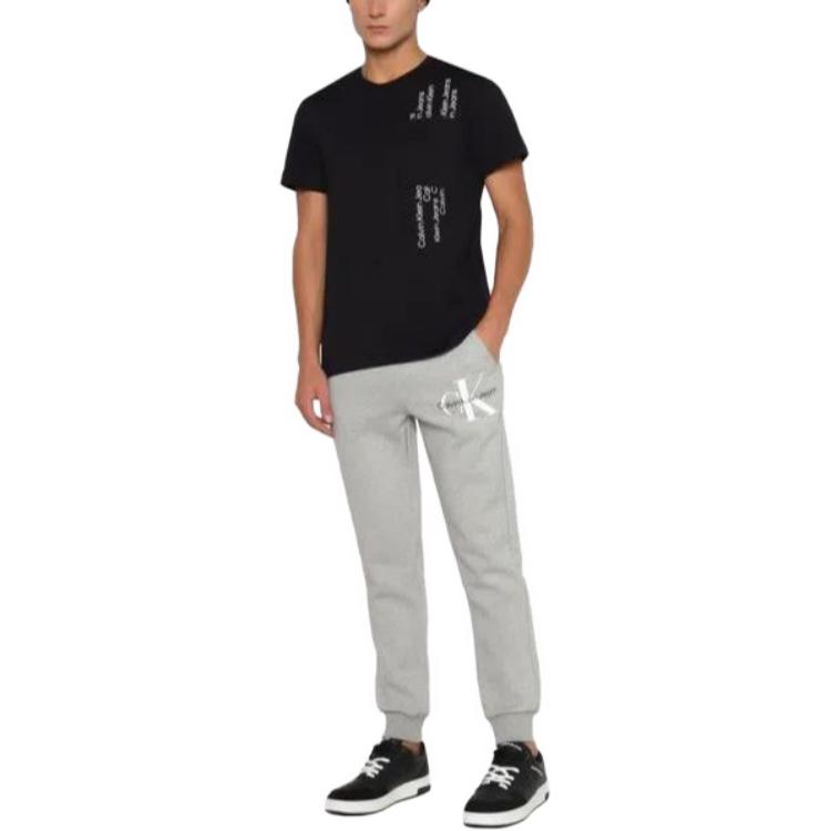 Calvin Klein Solid Color Letter Logo Print Cuffed Knit Sweatpants Men bottoms Gray 40GC202-082