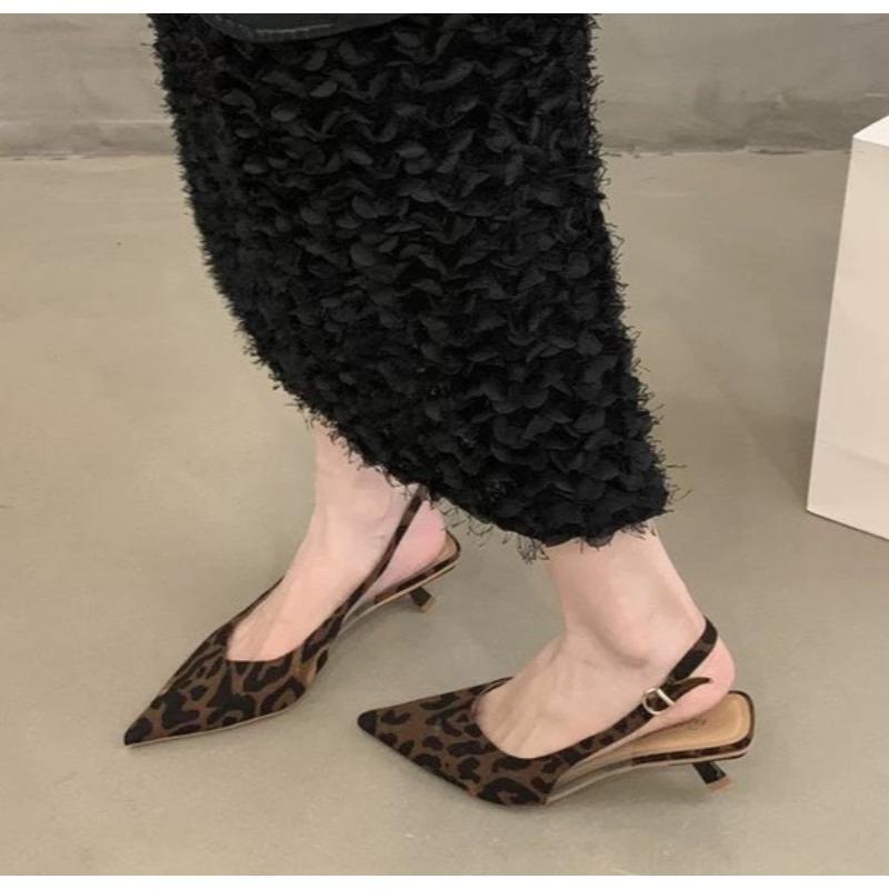 

Fashion Elegant Summer Thick Heel Women Sandals Fashion Leopard Print Shoes Design Style Party Dress Sandalias Shoes 35