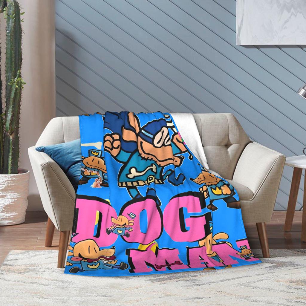 Dog Man Dogman Movie Comic Blanket Cartoon Animals Flannel Awesome Warm Throw Blanket for Chair Covering Sofa Textile Decor