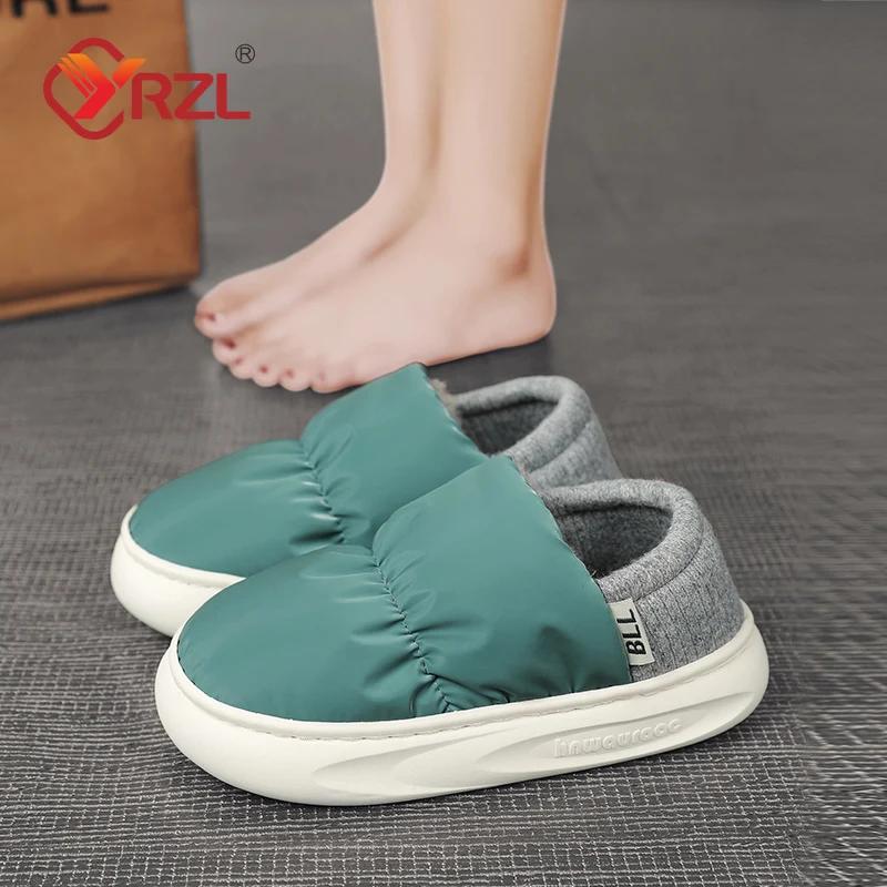 YRZL Winter Women Shoes Casual House Shoe for Men 2024 Outdoor Warm Flats Shoes for Men Indoor Plush Slippers Female Warm Shoes
