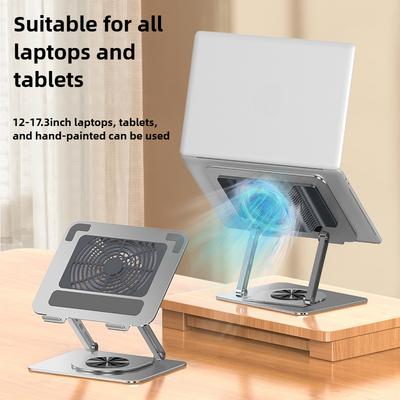 Rotating Laptop Cooling Rack with Fan, Elevated Cooling Base for Tablet, Suitable for Laptop and Tablet Stands