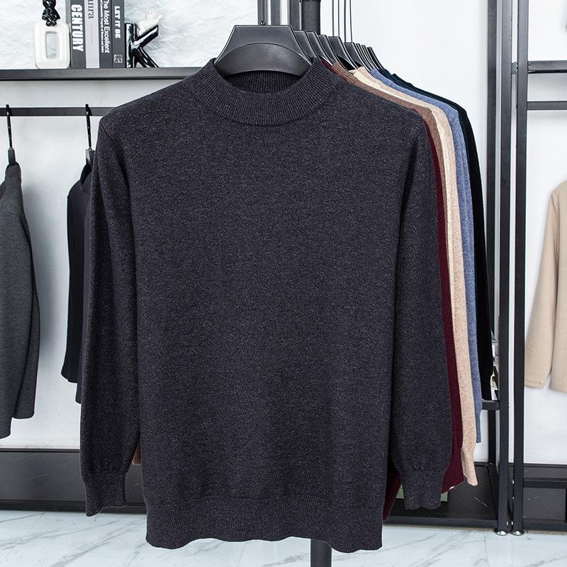 Men’s Autumn/Winter Half-High Collar Knitwear - Warm Inner Layer for Middle-Aged and Elderly