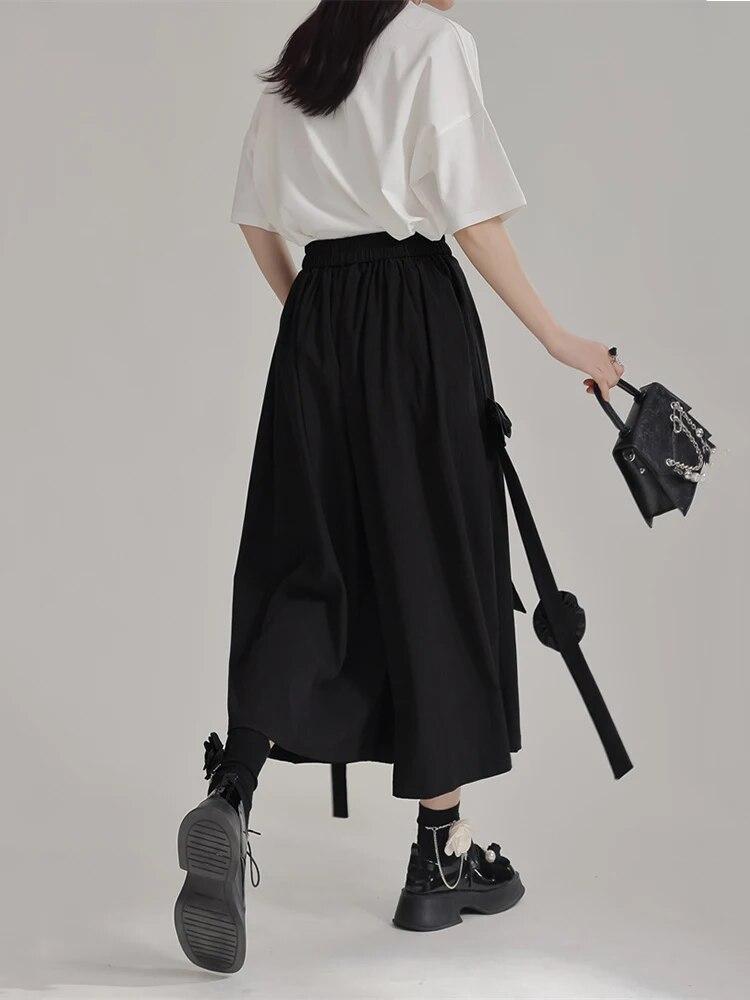 XITAO Black Casual Wide Leg Pants Personality Three-dimensional Flower Splicing Decoration Women Pants Summer New LYD1890