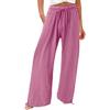 Women Bohemian Cotton Linen Casual Pants Loose Fit-Pink XL