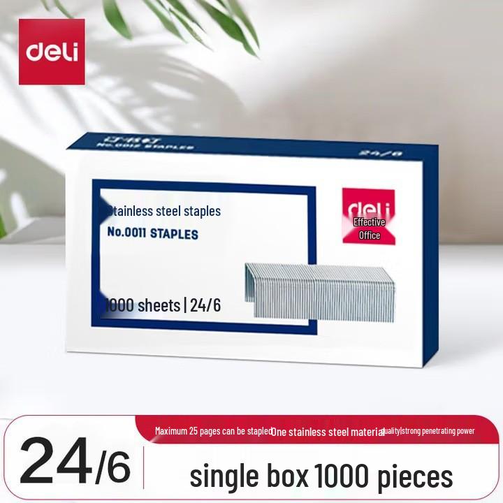 Qixin Deli Staples 0012 - Universal High-Strength Staples, 1000/Box, Can Staple Up to 25 Pages, Easy to Use Office Stapler Pins
