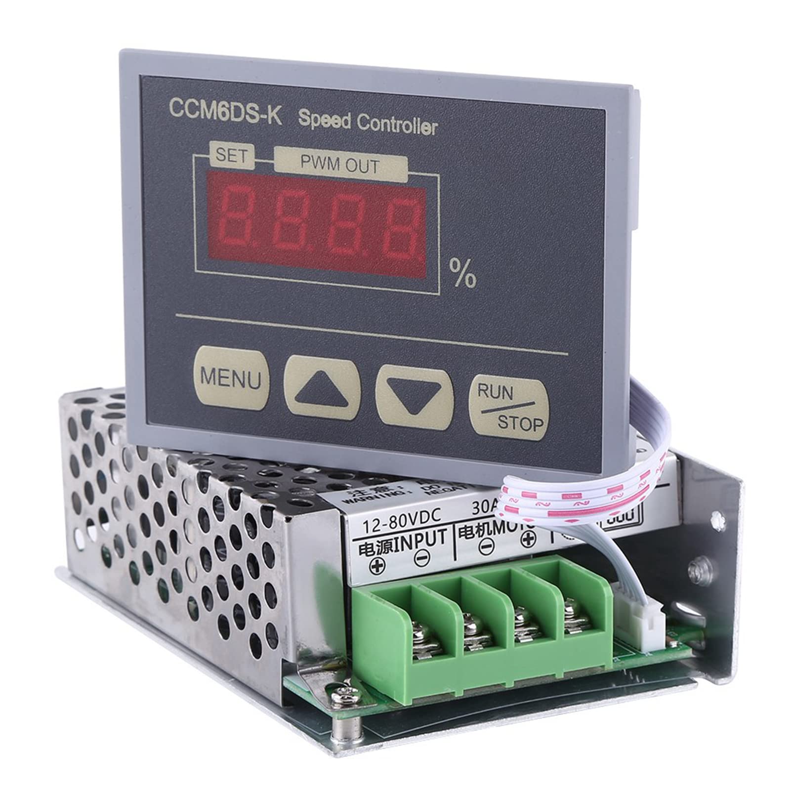 

Hilitand Speed Controller PWM Slow Start Slow Waterproof for Motor Speed with Digital Display Panel CCM6DS-K, Control, DC12-80V 30A, & Stop, Shell,
