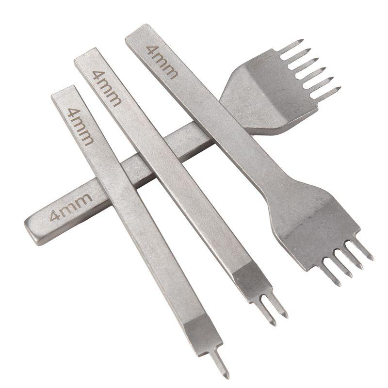 Aug. Lacing Stitching Chisel Set DIY Leather Craft Tool 4Mm Diamond Hole Punches For Leather 1/2/4/6 Prong Perforate Sew Tools