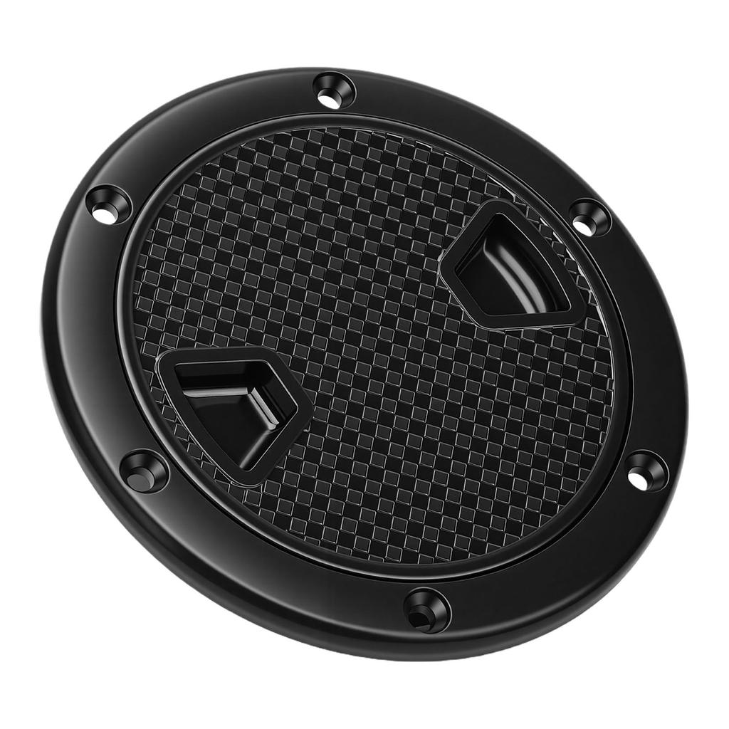2pcs 4 Inch Round Boat Hatch with Detachable Cover Anti Slip Inspection Deck Plate Hatch for Marine Boat Yacht Black