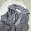 In Stock: Li Ruian Korean-Style Niche Lazy One-Shoulder Bowknot Fleece-Lined Hooded Sweatshirt