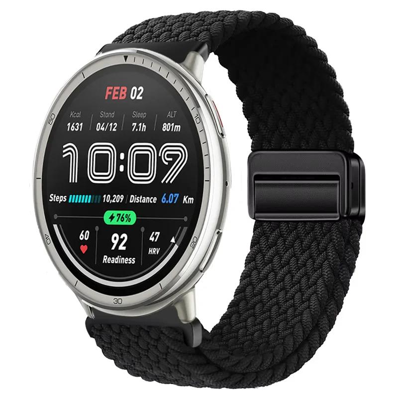 

20mm 22mm Nylon Braided Band For Amazfit Active 2/GTS 4 Mini Magnetic Watchband Bracelet Amazfit Bip 6 5 GTR 4/Balance Bracelet Amazfit Active 2 чёрный