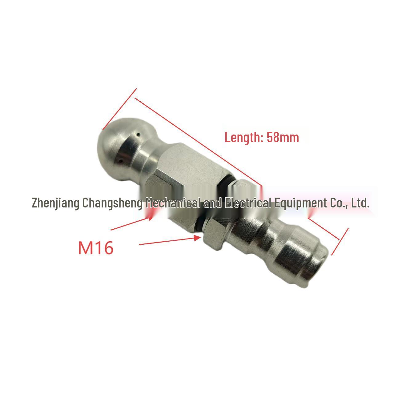 

High-Pressure Sewer Flushing Nozzle with 1/4 Quick Change Fitting - Front One Rear Six Jets