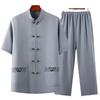 Traje Tang de verano para hombre, traje informal de manga corta, estilo chino, traje de Tai Chi de algodón y lino, talla grande