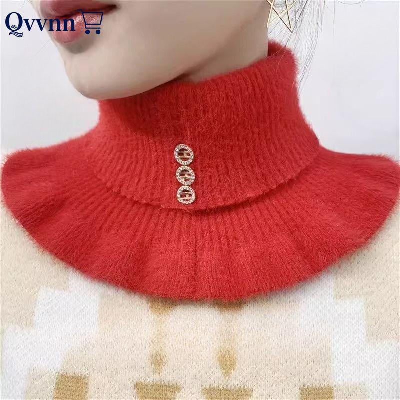 

Поддельный воротник, теплая шарф-манишка, утолщенная вязаная защита для шеи One Size красный