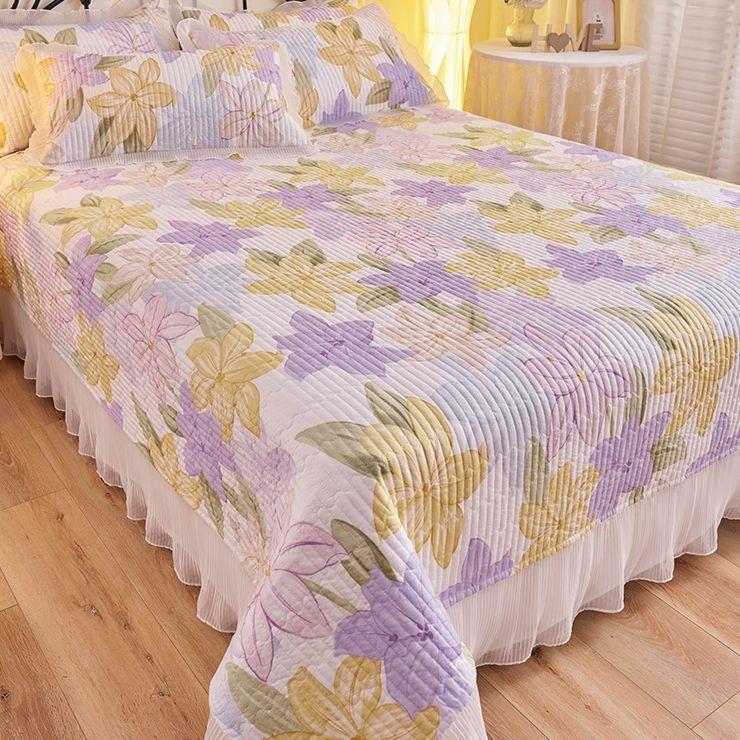 New Washed Cotton Bed Cover Four Season Universal Thick Bed Sheet Single Piece Bed Skirt Bed