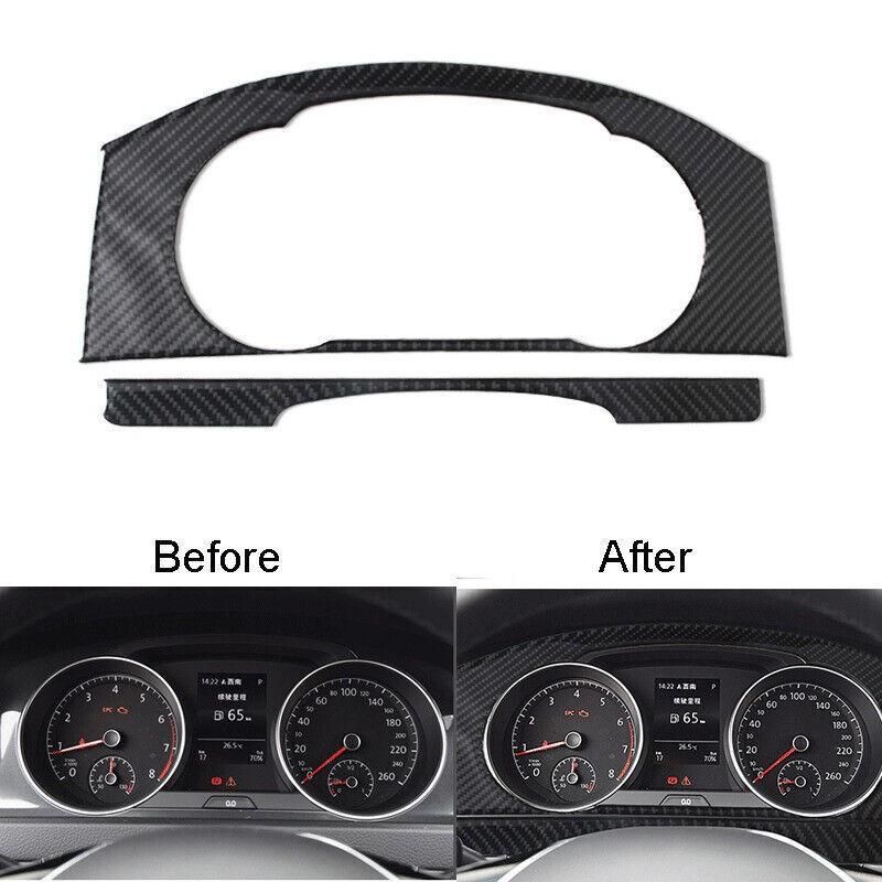 Carbon Fiber Interior Dashboard Panel Decor Trim Cover For VW Golf MK7 2014-