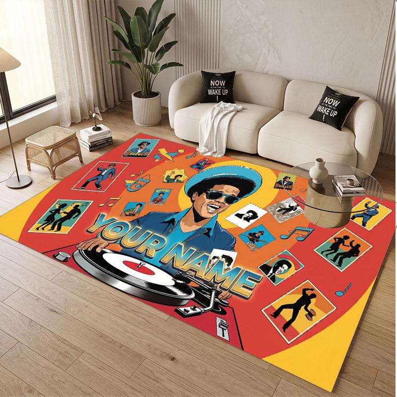 Custom Name Crystal Velvet Rug,Bruno Mars Comfortable Anti Slip Floor Mat For Room Decoration