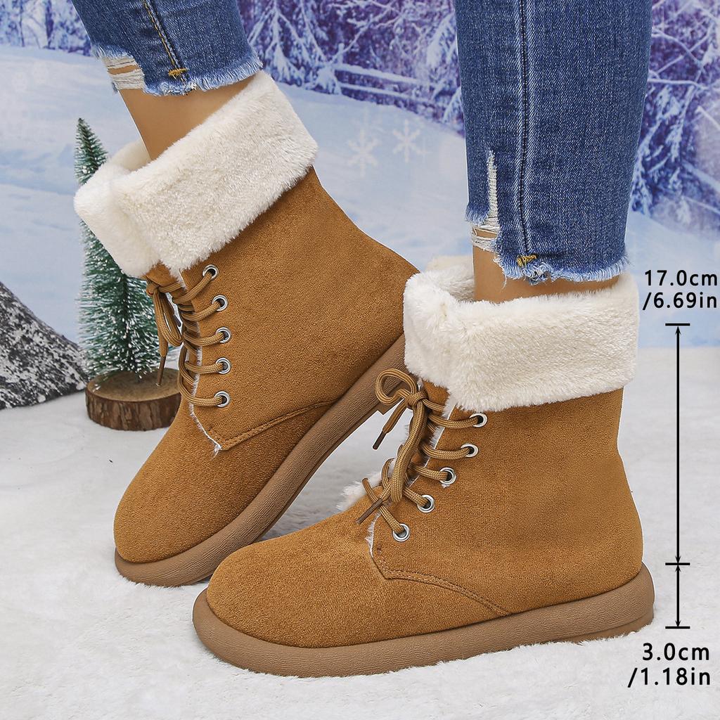 Winter New Block Heel Snow Boots Warm Fleece Lined