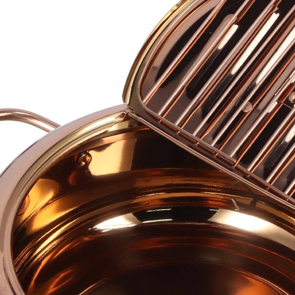 Stainless Steel Fryer with Thermometer 3.2L Non Stick   Frying Pot Kitchen Cookware Accessory