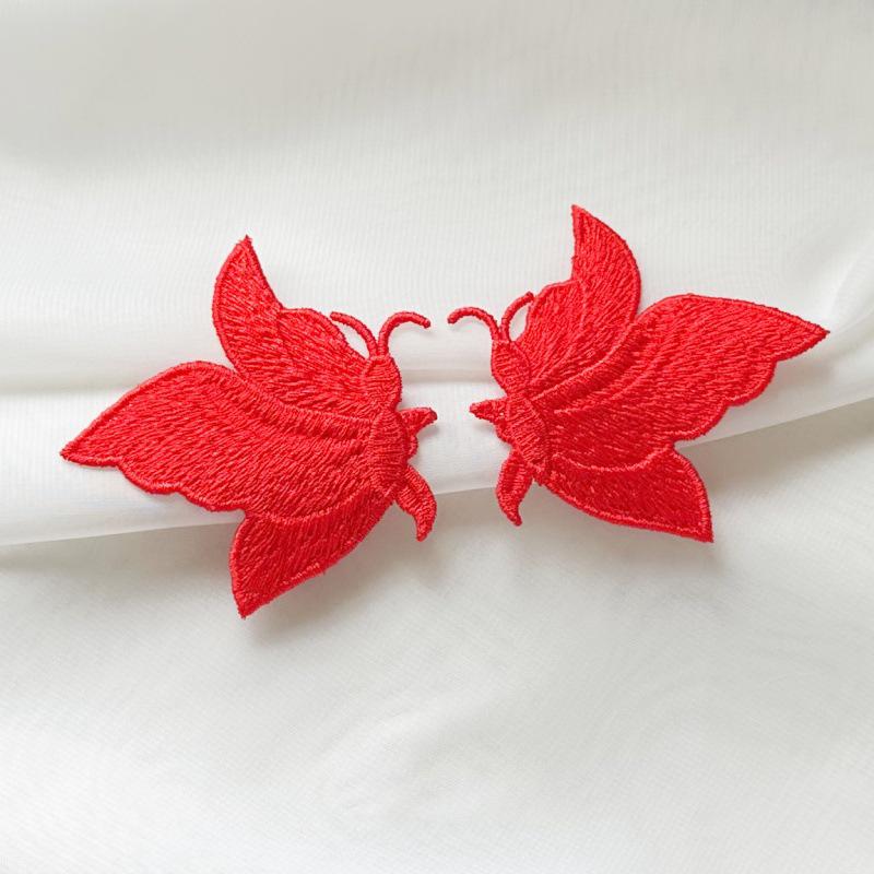 

1Pair Black White Red Butterfly Embroidered Patches Applique Clothing Patch Decoration червоний