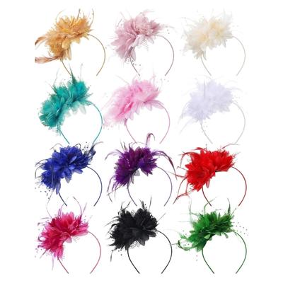 Pack Of 12 Piece Elegant Feather Headpieces Fascinator Headdress For Tea Parties And Special Occasion