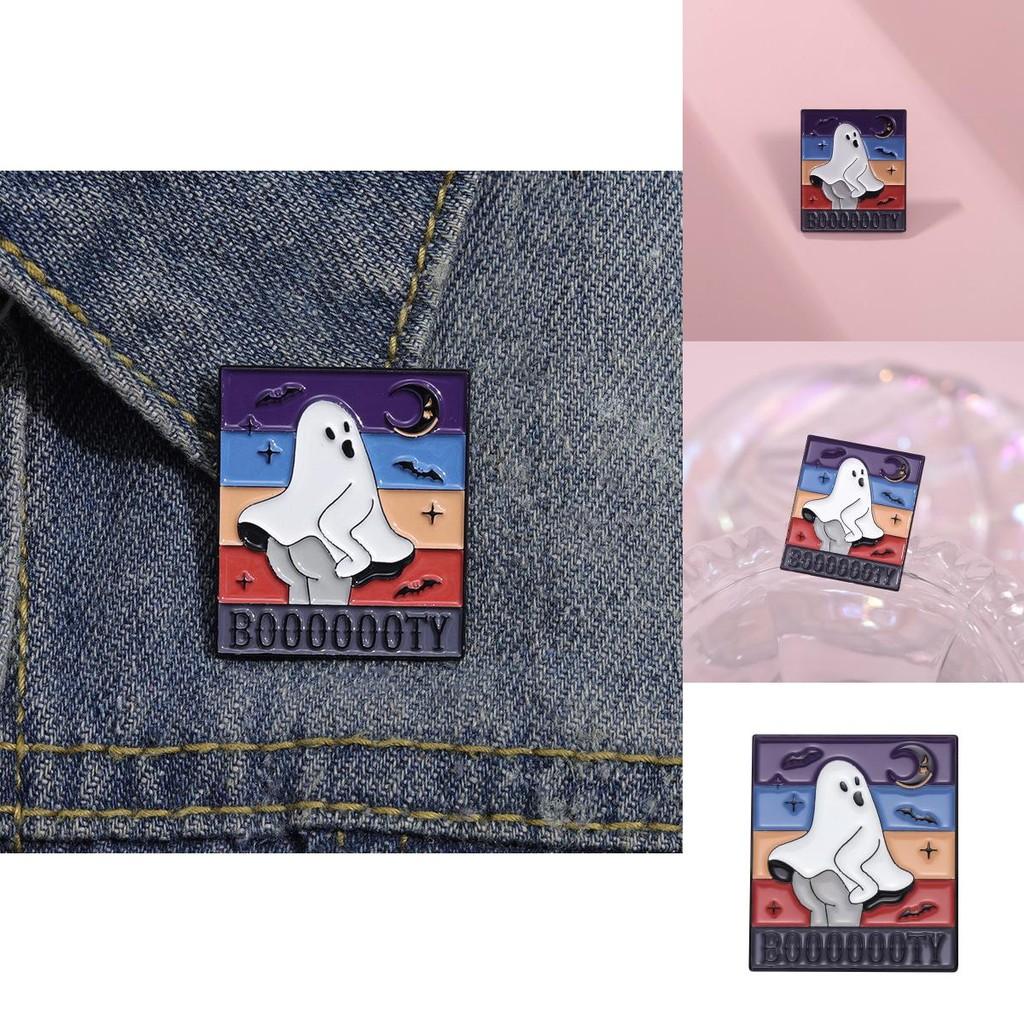 Creative Whimsical Halloween Ghost Brooch Pin Charming Metal Badge For Festive Wear