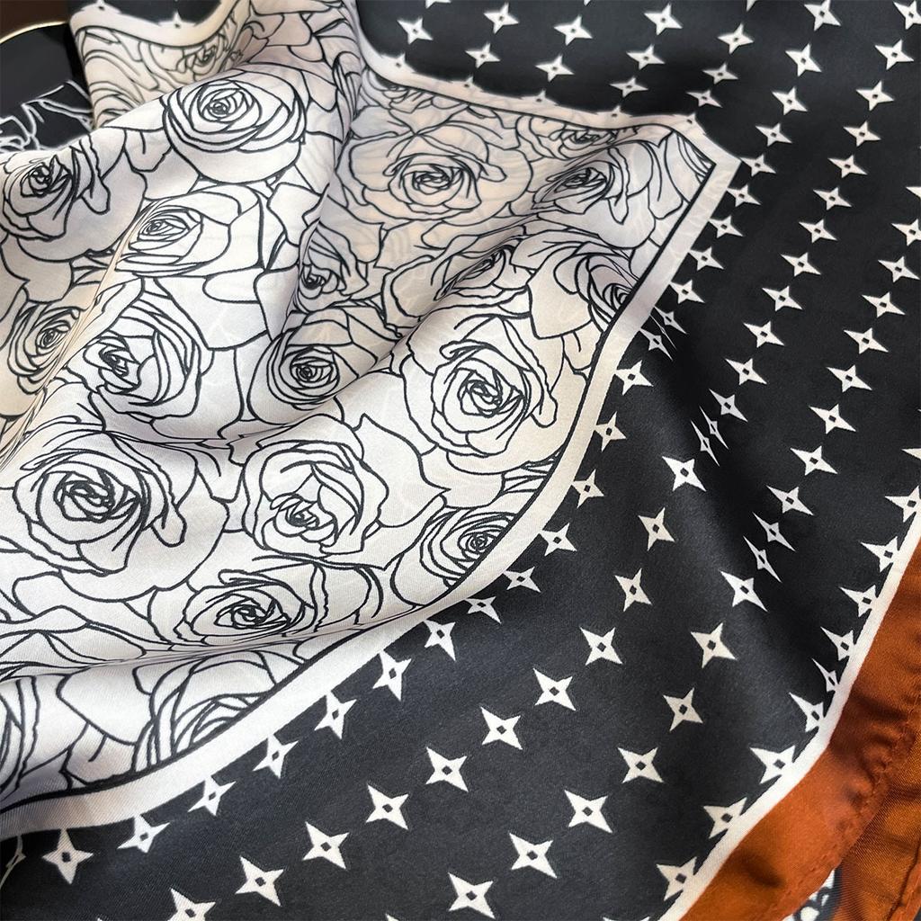 Scarf For Women Spring/Summer Imitation Silk Square Scarf Decoration Bandanna Fashion Print Neckerchief Luxury Headband Hijab