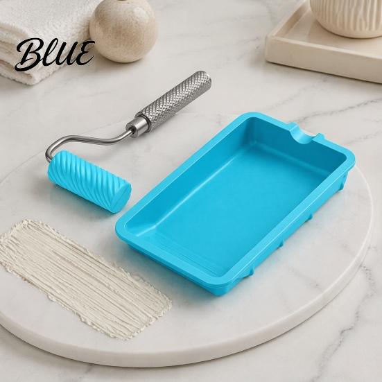 Silicone Paint Tray Mini Glue Roller with Tray Applicator Anti-slip Artistic Wall Painting Tool Handle Reusable Spreader for Woodworking,