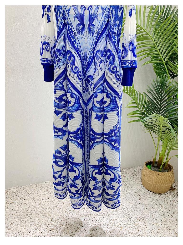 2024 Damen Herbst Laternenärmel Rundhals Langes Muslimisches Kleid - Elegant & Bequem