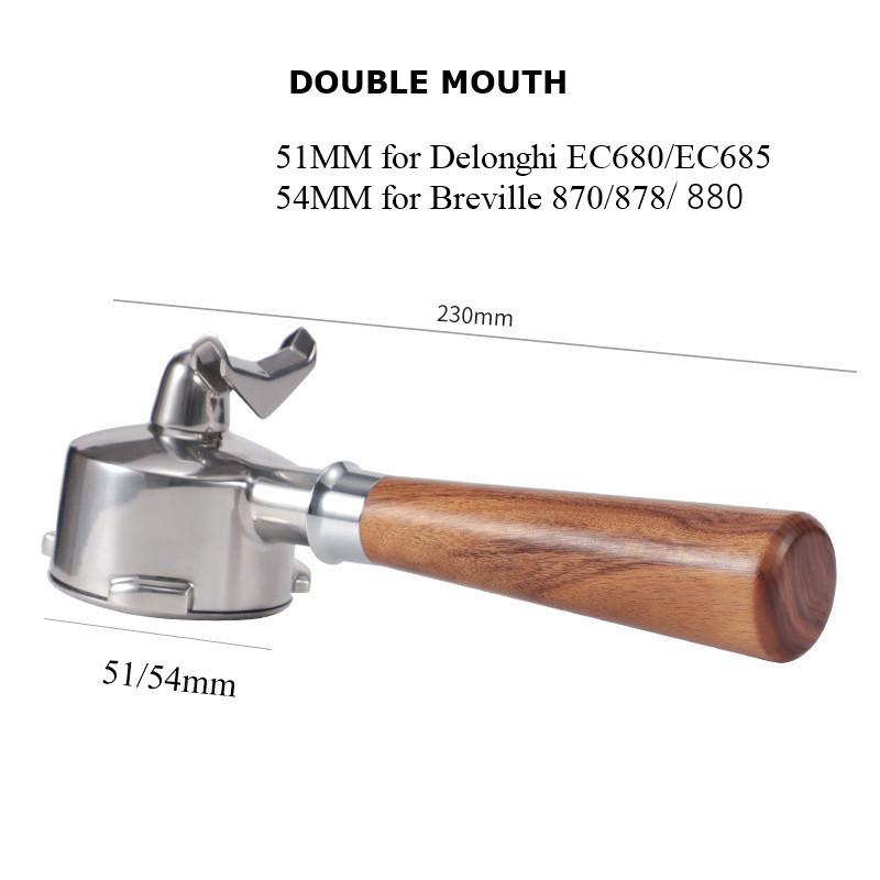 51/54mm Dual Spout Coffee Portafilter Filter Holder-Fits DeLonghi Dedica EC680/EC890/EC900&Breville 870/878/880 Sage Bambino