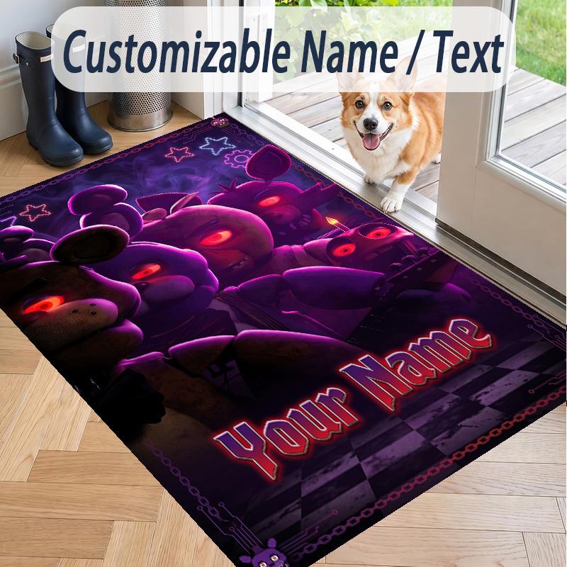 Custom Text Five Nights at Freddy’s Pattern Floor Rug Soft Indoor Carpet Mat Living Room Bedroom