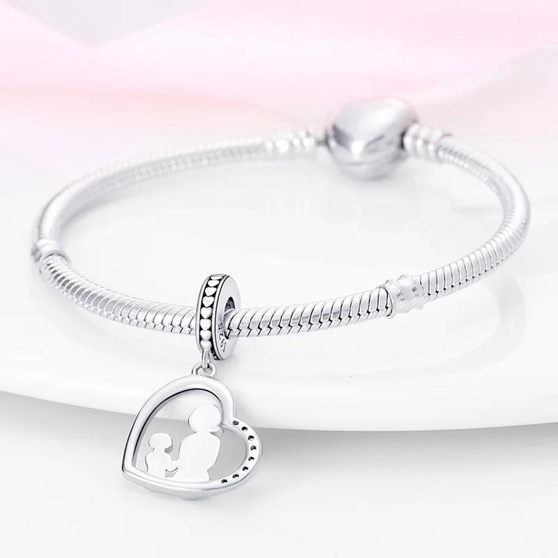 925 silver mother daughter best friend Pendant beads Fits Bracelet DIY birthday Mother's Day jewelry gift