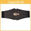 Fashion Gold Buckle Decoration Women Casual Black Faux Leather Belt For Dress And Coat Fashion Accessory