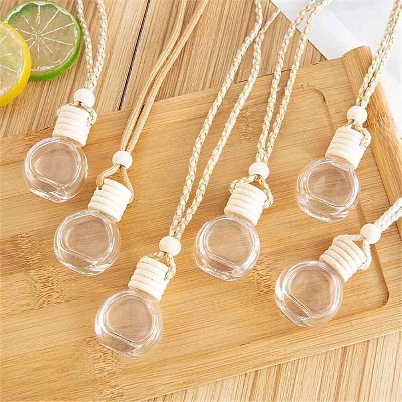 5pcs 8/10ml Transparent Car Air Freshener Perfume Bottle Pendant Ornament Essential Oil Diffuser Fragrance Hanging Empty