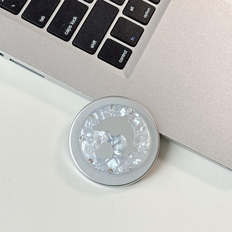 Rhinestone Dolphin Heart Mirror Magnetic Phone Holder - Stylish Desktop Accessory for Women