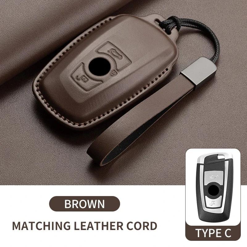 Leather Car Remote Key Case Cover Shell for BMW X1 X3 X5 X6 X7 1 3 5 6 7 Series G20 G30 G11 F15 F16 G01 G02 F48 Keyless Key Fob