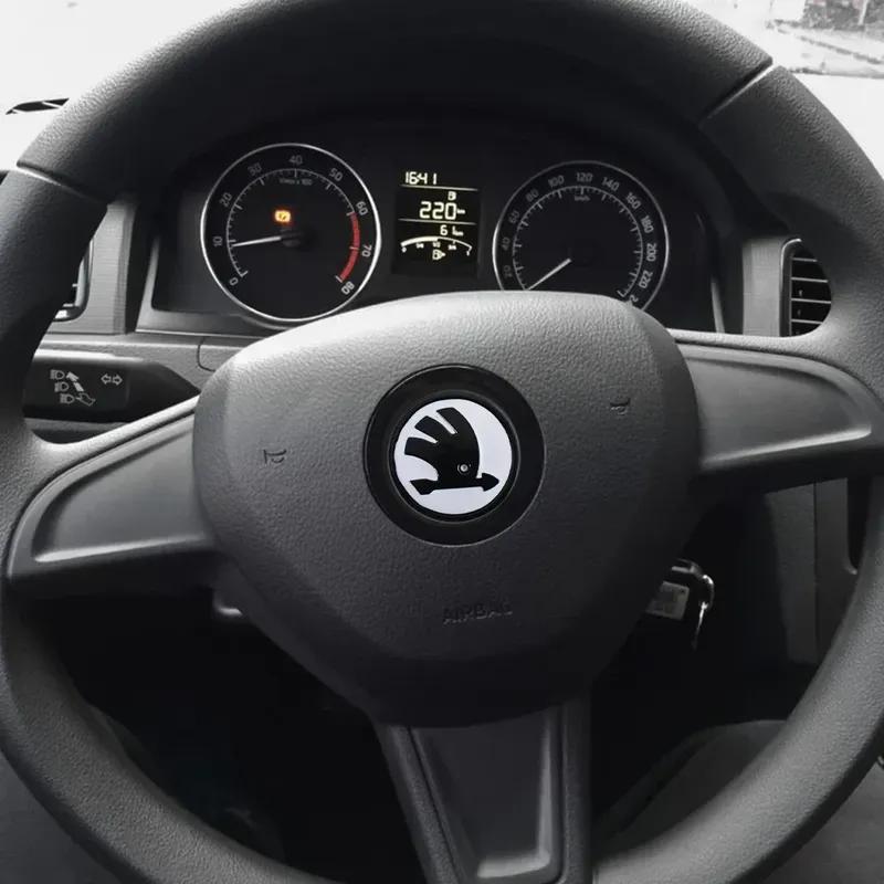 Car Steering Wheel Circle Rings Decoration Center Ring ABS Cover For Skoda Yeti Octavia 2 3 A5 Fabia Kodiaq Rapid Karoq Superb