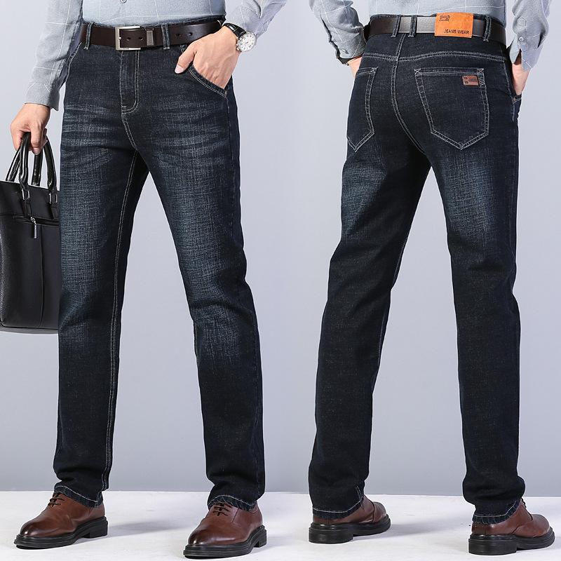 Modische Jeans Herren Frühling und Sommer Neue Hosen für Männer mittleren Alters Lockere Gerade Herrenhosen Business Vielseitig Elastisch Dünne Sektion Hosen