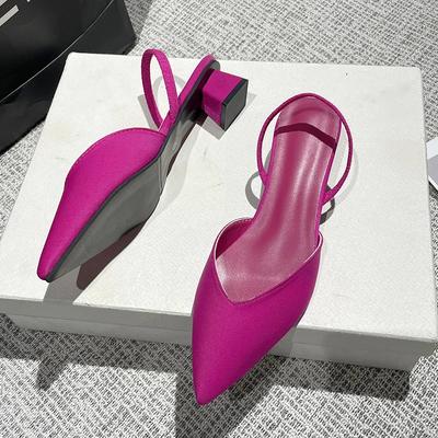 Nová značka Dámské sandály Boty Tenký nízký podpatek 4cm Lodičky Společenské boty Dámská móda Špičatá špička Mělké Slingback Mules 2024