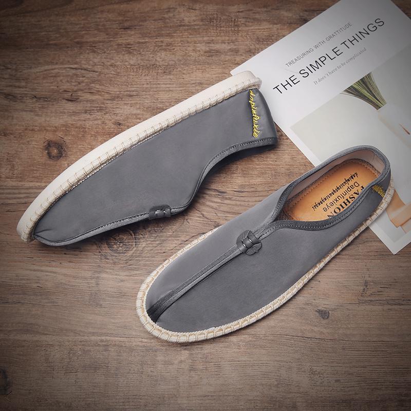 

Эспадрильи мужские однотонные туфли на плоской подошве повседневная обувь для мужчин нескользящая мужская обувь для скейтбординга кроссовки 2024 лето новый холст лето 39 серый