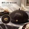 Women S Pu Leather Beret Sweet Cool French Vintage Warm Hat For Autumn Winter