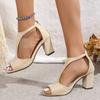 New Simple and Fashionable Back Zipper Fishmouth Shoes Women's Summer Side Stiletto Roman Sandals Designer Sandals