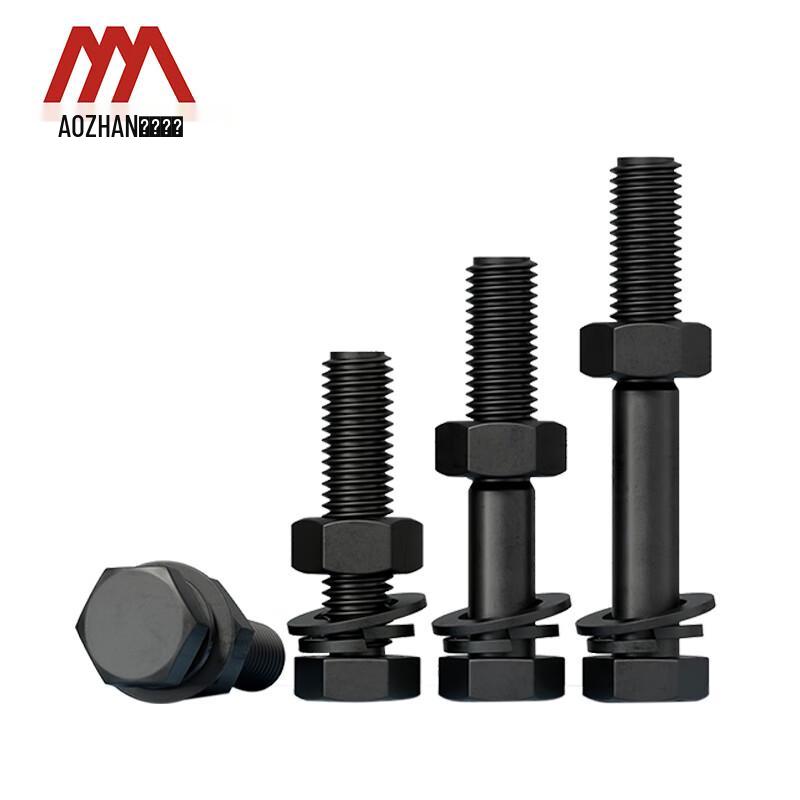 Aozhan Industrial 8.8 Grade High-Strength Carbon Steel Hex Head Bolt with Nut & Washers Set