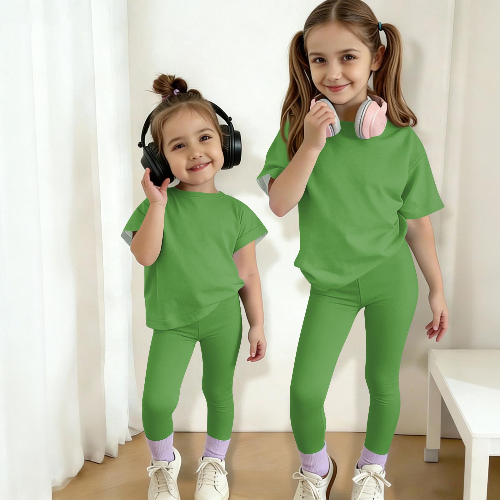 Boys And Girls Set Kids Casual Short Sleeve Top And Long Pants Set 140