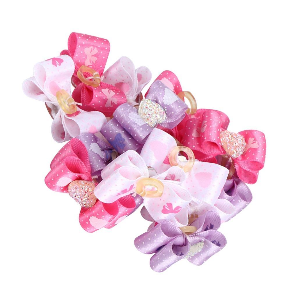15Pcs Gradient Tone Pet Bow Hair Bows Heart Shaped Gradient Ribbon Bow Pet Grooming Styling