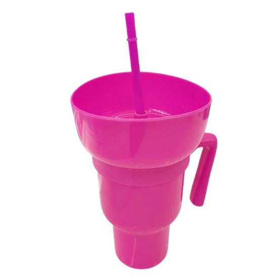Snack And Drink Cup with Straw Lightweight Stadium Tumbler Portable Reusable Snack Tumbler Bowl for Family Gatherings Picnics
