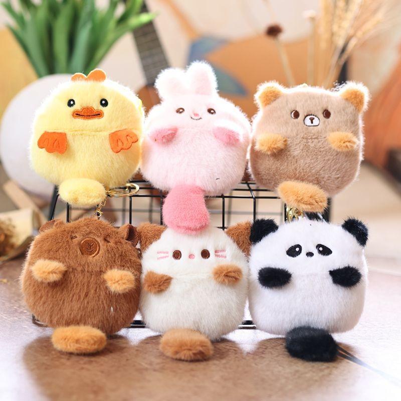 Panda Capybara Plush Keychain Animal Pendant Soft Stuffed Doll Kids Toy Gift