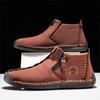 Yellow Retro Leather Casual Shoes For Men Women Big Size 36-48 Spring Zip Design Men's Ankle Boots Handmade Comfy Moccasins Man