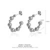 18K Gold-Plated C-Shaped Stainless Steel Earrings, Round Beads, Waterproof, Colorfast, Half Circle Stud Design.
