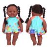 Exquisite African Black Girl Doll Lifelike Chidren Cute Doll Kid Role Play Toy Gift 30cm(Q1209 Blue