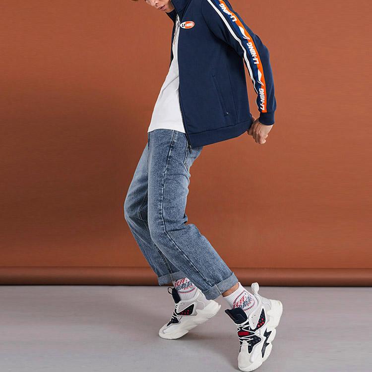 Li-Ning Sport Fashion Series Letter Zipper Hoodie Unisex hoodies Navy-Blue AWDQ368-8